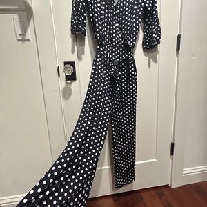 Jumpsuit, Dark blue w/White Polka Dots
